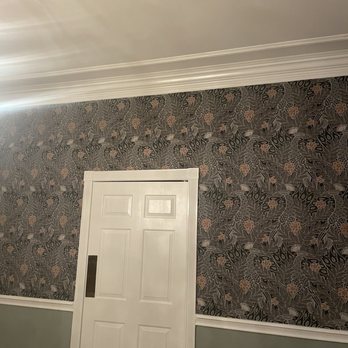 Customized Wall Covering - Upper walls completed - Wallpapering Near Me