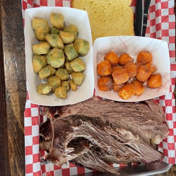 Papa Buck's BBQ - Beef Brisket, Sweet Potato Puffs, Fried Okra - Barbeque Near Me - Metter, Georgia