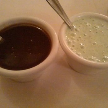 Rasham Restaurant - Tamarand (left) and mint (right) sauce for samosa and kebab. The mint sauce will open up your nasal passages.. - Indian Near Me - South Windsor, Connecticut Rasham Restaurant - Tamarand (left) and mint (right) sauce for samosa and kebab. The mint sauce will open up your nasal passages.. - Indian Near Me - South Windsor, Connecticut