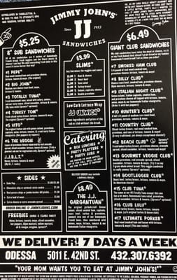 Menu photo 2 Jimmy John's Odessa, TX Menu photo 2 Jimmy John's Odessa, TX