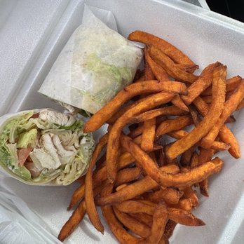 Main Street Cafe - Chicken Wrap with Sweet Potato Fries - Coffee & Tea Near Me - Hurricane, Utah