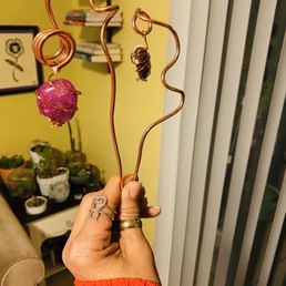 Copper plant picks with copper wire wrapped crystals Copper plant picks with copper wire wrapped crystals