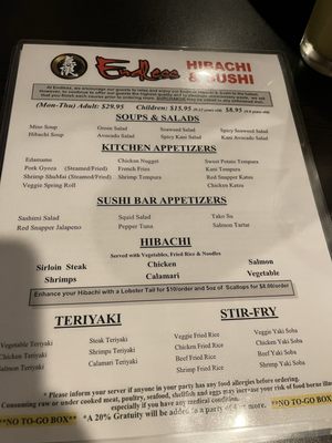 Menu photo 4 Endless Hibachi And Sushi Peabody, MA