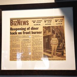 Here is an article about reopening the diner after the events of 9/11 (note the Dow Jones average at about that time)