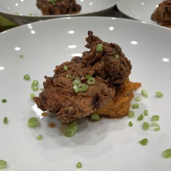 Adam Small Cooks - Balsamic-honey glazed fried chicken with ginger-lime scented sweet potatoes - Personal Chefs Near Me