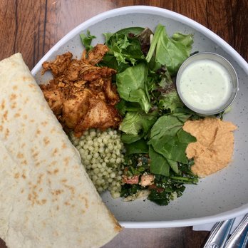 Pinched on the River - Chicken Shawarma w pesto couscous and Tzatziki sauce - Mediterranean Near Me - Chicago, Illinois