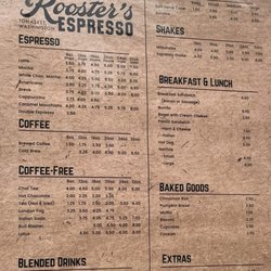 Rooster's Espresso & Ice Cream - Updated Menu June 2026