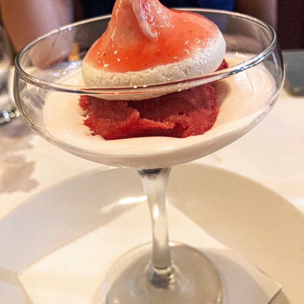 Raspberry sorbet pavlova