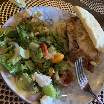 White Rabbit Gastropub - Chicken biscuit with a egg n Greek salad - Gastropubs Near Me - Frederick, Maryland White Rabbit Gastropub - Chicken biscuit with a egg n Greek salad - Gastropubs Near Me - Frederick, Maryland