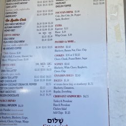 the menu of a restaurant