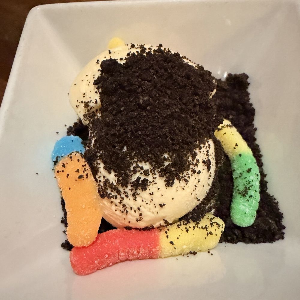 Bluewater Grill Seafood Restaurant & Market Carlsbad - Cup of dirt with worms - Seafood Near Me - Carlsbad, California