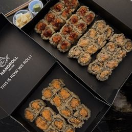 B to T: Spicy Salmon Roll (~$14 BOGO), Spicy Japanese Yellowtail Roll (~$14 BOGO), Spicy Tuna Roll w Housemade Chili Crunch (~$15 BOGO) B to T: Spicy Salmon Roll (~$14 BOGO), Spicy Japanese Yellowtail Roll (~$14 BOGO), Spicy Tuna Roll w Housemade Chili Crunch (~$15 BOGO)
