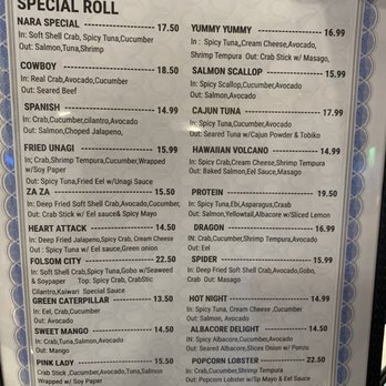 Nara Sushi - Specialty rolls - Sushi Bars Near Me - Folsom, California