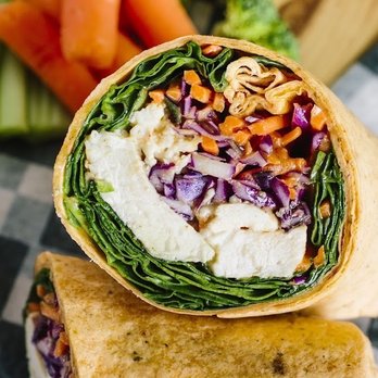 Clean Eatz - a wrap with vegetables and a dipping sauce - Salad Near Me - W Chester Township, Ohio