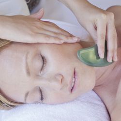 Spa Aphrodite - Jade Gua Sha Sculpting Tool for Face & Body Massage and Scrub Session.