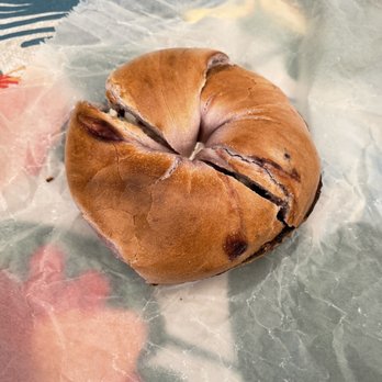 Ami's Hot Bagels - Blueberry bagel with plain cream cheese - Bagels Near Me - Waterbury, Connecticut