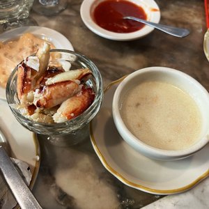 Photo of Swan Oyster Depot - San Francisco, CA, United States. Crab cocktail and clam chowder
