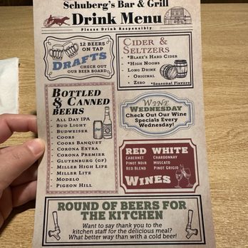 Schuberg's Bar & Grill - Drink menu - American Near Me - Big Rapids, Michigan Schuberg's Bar & Grill - Drink menu - American Near Me - Big Rapids, Michigan