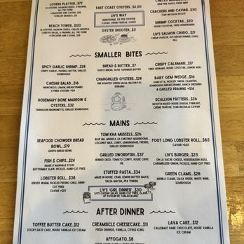 Liv's - Menu - Seafood Near Me - Long Beach, California