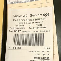 East Gourmet Buffet - Weekday lunch price
