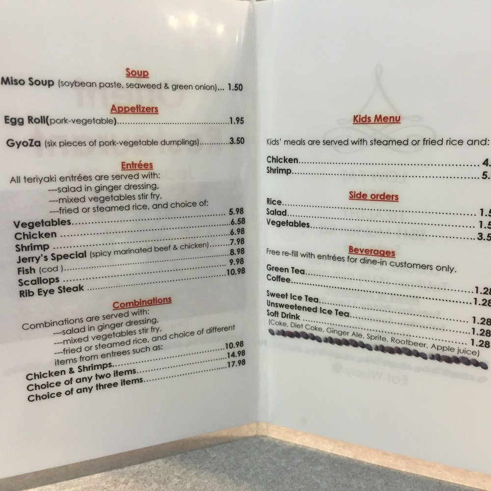 Orient Restaurant - The menu - Japanese Near Me - Windsor, Ontario