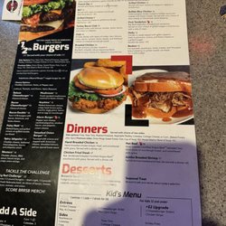 Big Red Restaurant & Sports Bar - Back of main menu