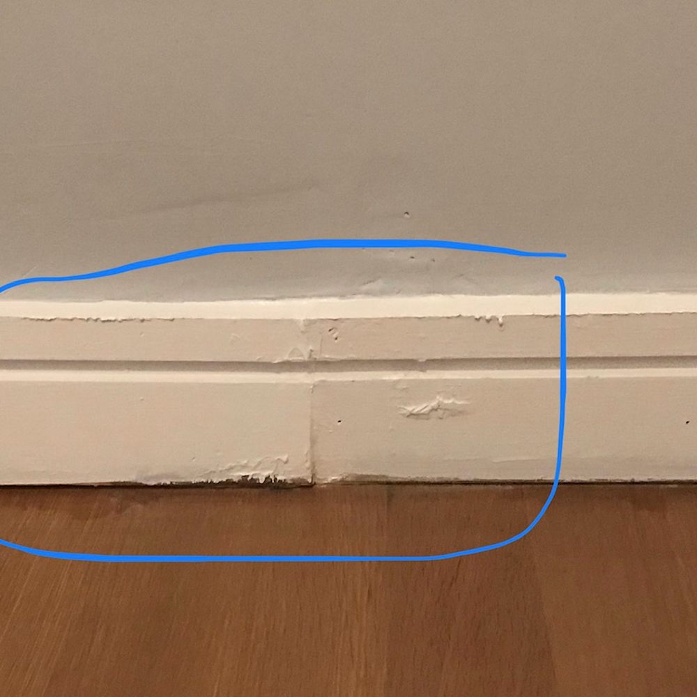 Agalliu Contracting - Baseboard not sanded down to smooth the wood prior to re-painting - General Contractors Near Me - New York, New York