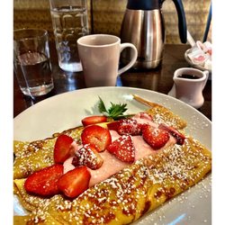 Eggsperience - *Strawberry Cream Stuffed Crepes Coffee & OJ @ Eggsperience.Elmwood Park, IL Breakfast Lunch Brunch.One of Locations.Cool!