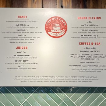 Top Out Cafe - Menu --juices & coffee - Coffee & Tea Near Me - Indianapolis, Indiana