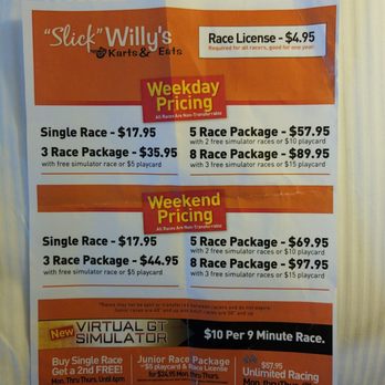 Slick Willy's Karts & Eats - Pricing - Go Karts Near Me - Wyomissing, Pennsylvania