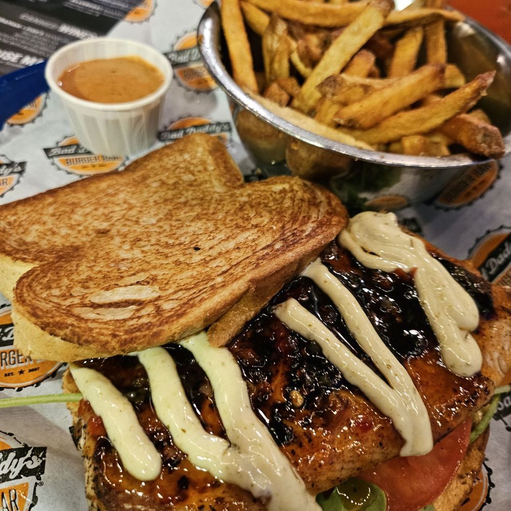 Bad Daddy's Burger Bar - Salmon Sandwich with hand cut fries - Burgers Near Me - Concord, North Carolina