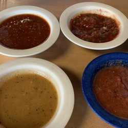 Los Cocos - Salsas, four options, mild, medium (cilantro lime), medium hot, habanero (hot)