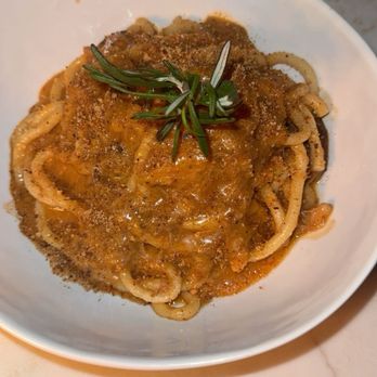 Casa Ragazzi - Bigoli all'Anatra - Bigoli pasta with slow braised duck leg and crunchy breadcrumbs. - Italian Near Me - New Brunswick, New Jersey Casa Ragazzi - Bigoli all'Anatra - Bigoli pasta with slow braised duck leg and crunchy breadcrumbs. - Italian Near Me - New Brunswick, New Jersey