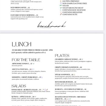 Benchmark - Menu - New American Near Me - Santa Ana, California