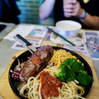 Hong Kong Cafe - Sizzling Steak Plate with Spaghetti - Hong Kong Style Cafe Near Me - Rowland Hts, California