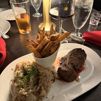 Flame & Fire Brazilian Steakhouse - Filet mignon with tallow fries and mash potatoes - Steakhouses Near Me - Bakersfield, California