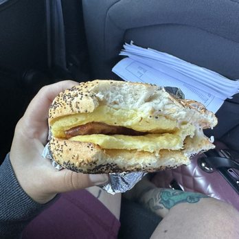 Bears Beans And Bagels - Bacon, egg, and cheese on everything bagel (forgot to take a pic before I started devouring it) - Coffee & Tea Near Me - Umatilla, Florida