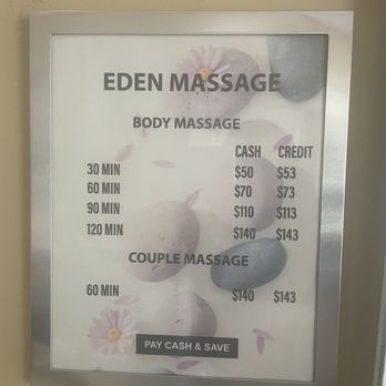 Eden Massage - Price list - Massage Near Me - Delray Beach, Florida