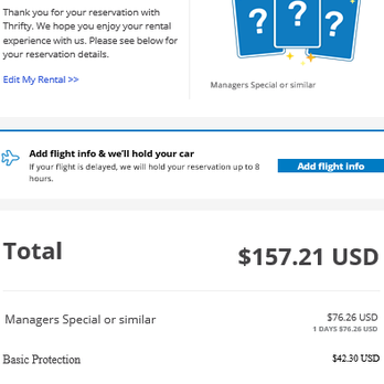 Thrifty Rent A Car - Manager's Special reservation - Car Rental Near Me - BALTIMORE AP, Maryland