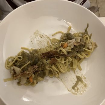 Trattoria da Fiore - Tagliolini with ultra fresh barley cooked sea scallops (with the coral) and artichoke hearts. Excellent! - Italian Near Me - Venezia, VE