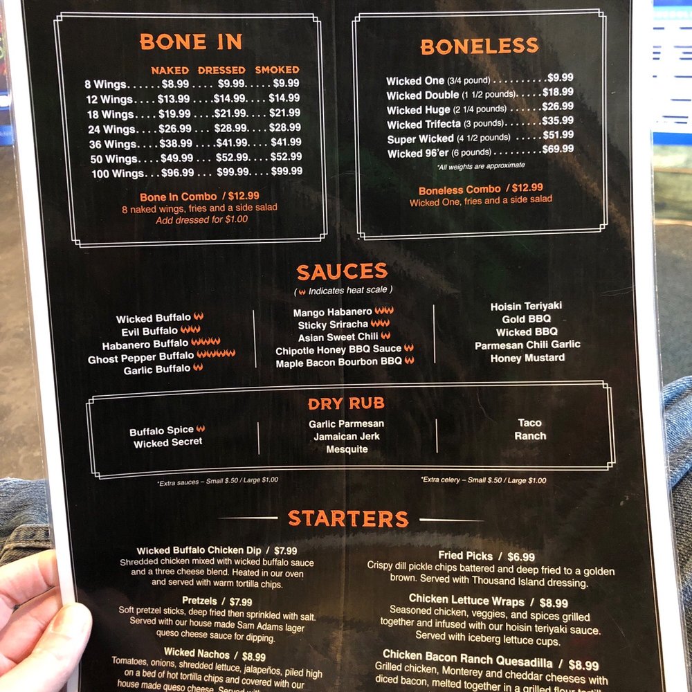 Wicked Wing - Main menu - Chicken Wings Near Me - Worcester, Massachusetts Wicked Wing - Main menu - Chicken Wings Near Me - Worcester, Massachusetts