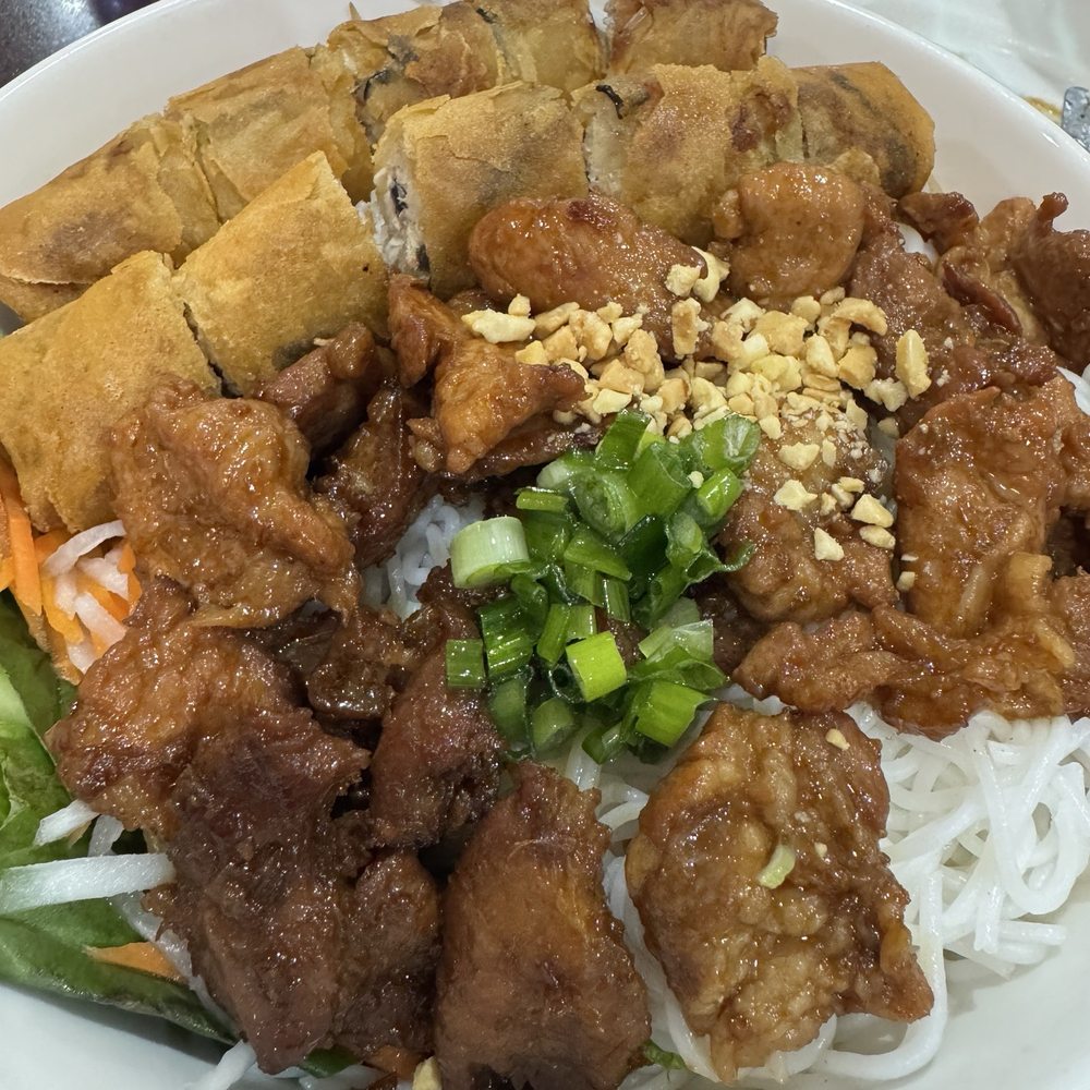 44. Bún Thịt Nướng Chả Giò Vermicelli with Grilled Pork and Egg Rolls