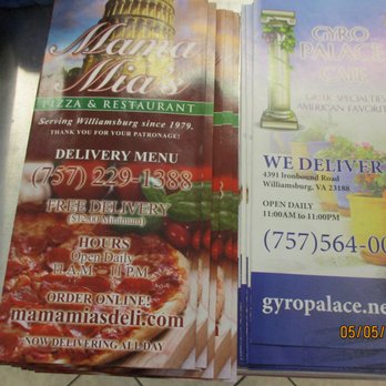 Gyro Palace - Gyro Palace: Stack of menus. Also a stack of menus for… Mama Miaʼs?⁉️ - Greek Near Me - Williamsburg, Virginia