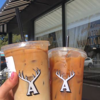 Alfred Coffee - Iced vanilla latte with oat milk & nitro cold brew with oat milk. - Coffee & Tea Near Me - Beverly Hills, California Alfred Coffee - Iced vanilla latte with oat milk & nitro cold brew with oat milk. - Coffee & Tea Near Me - Beverly Hills, California