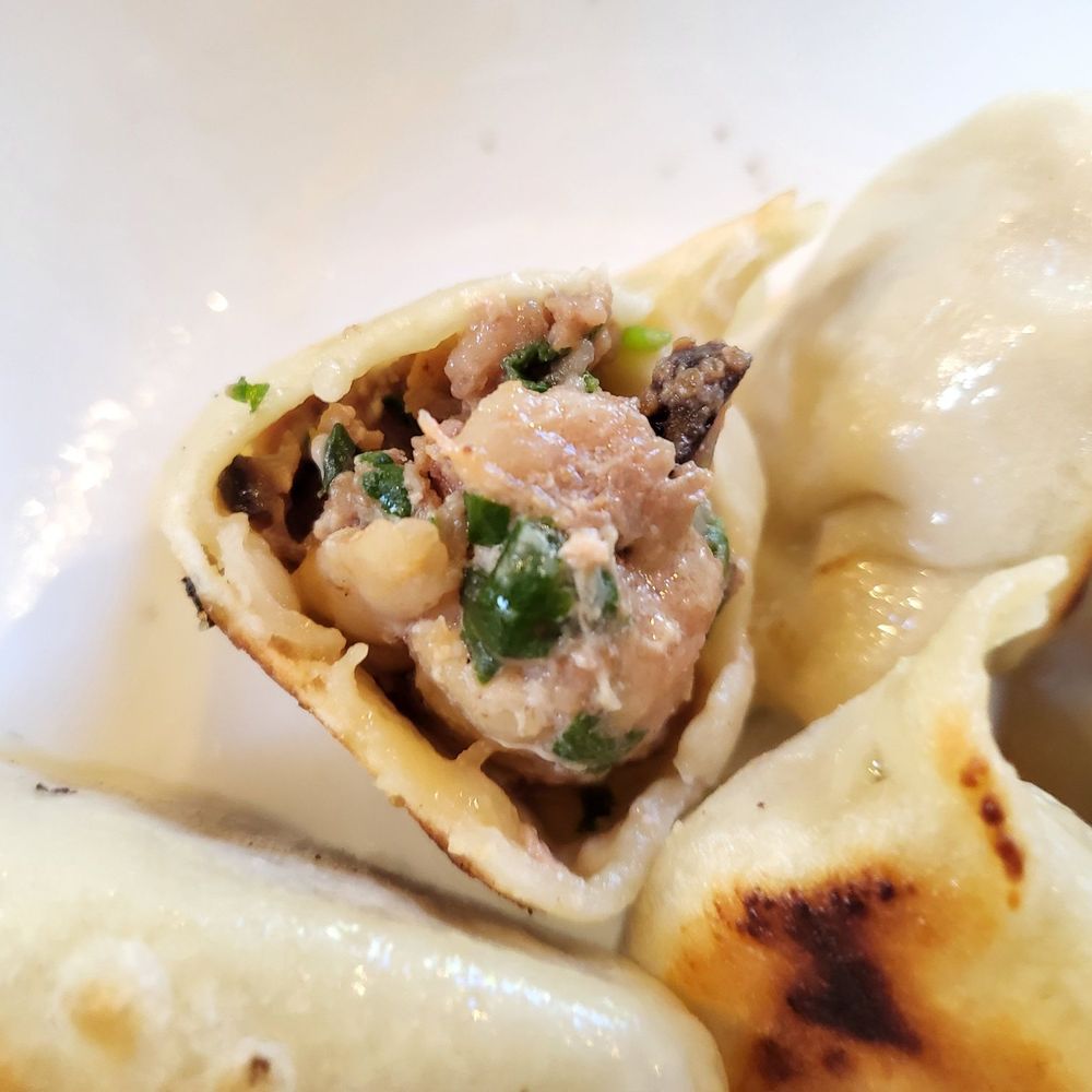 Inside the Pork, Shrimp, and Sea Cucumber dumpling ($32/50 pcs). Bought these frozen and cooked at home. 8/13/2022 Inside the Pork, Shrimp, and Sea Cucumber dumpling ($32/50 pcs). Bought these frozen and cooked at home. 8/13/2022