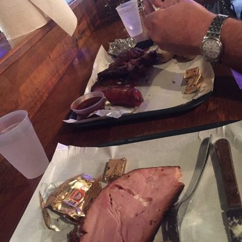 Hard Eight BBQ - You pay by the pound for meat and baked potatoes $3.75 each - Barbeque Near Me - Stephenville, Texas