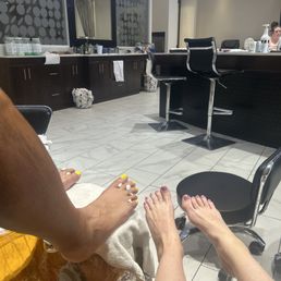 Getting pedicures in the spa chairs!