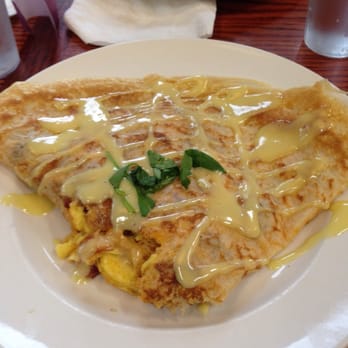 MeMe's Cafe - Traditional Breakfast Crepe - egg, bacon, & cheddar cheese w/hollandaise sauce - American Near Me - Springdale, Utah MeMe's Cafe - Traditional Breakfast Crepe - egg, bacon, & cheddar cheese w/hollandaise sauce - American Near Me - Springdale, Utah