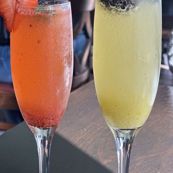 Hanna's Gourmet - Left is the strawberry mint mimosa and the right was the mango mint mimosa - Modern European Near Me - San Diego, California