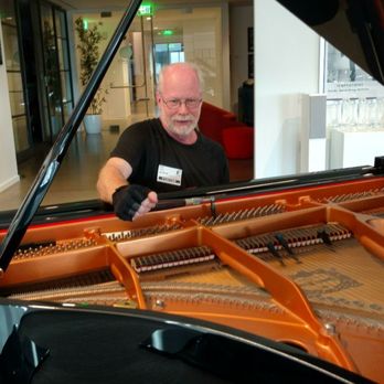 Ron Tuttle - In piano tuning process - Piano Services Near Me Ron Tuttle - In piano tuning process - Piano Services Near Me